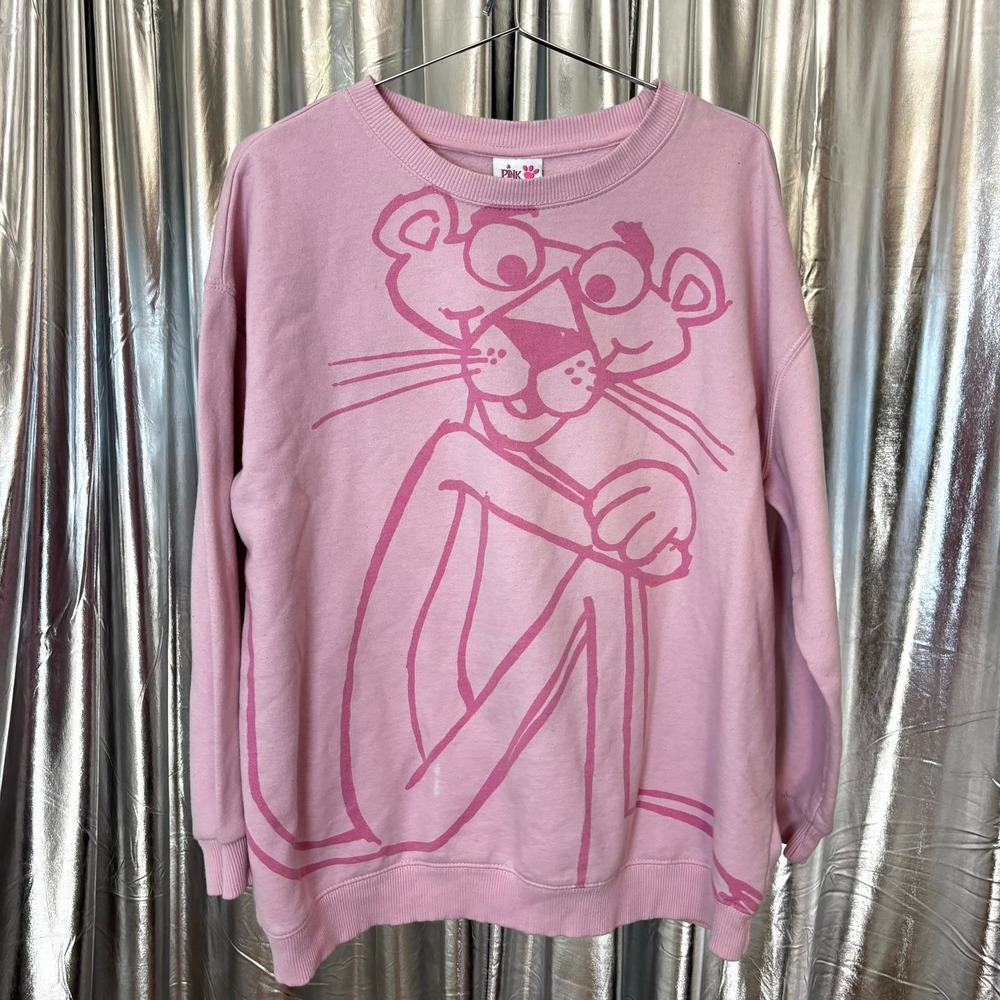 Pink Panther Oversized Graphic Crewneck Sweatshirt Pink